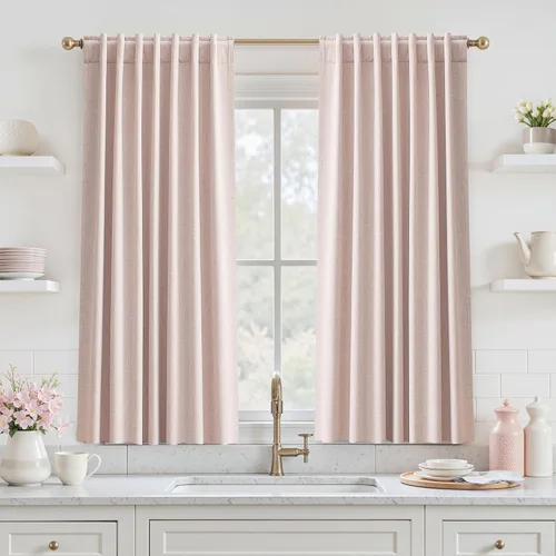 Miniatura 46 de UHITECH - Cortinas opacas beige para sala de estar, cortinas cortas de 35 pulgadas para habitación, cortinas negras para ventanas pequeñas, paneles