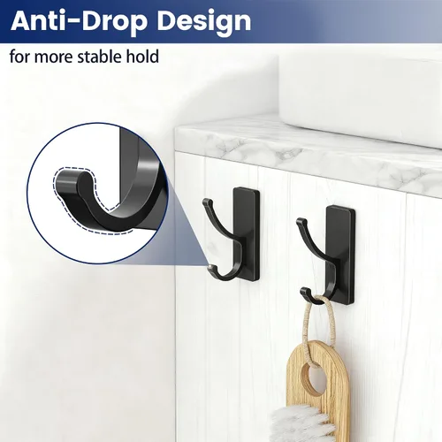 Miniatura 7 de pickpiff Ganchos adhesivos de pared con tira, sin residuos, fáciles de quitar, gancho para toallas pegajoso fuerte y resistente, paquete de 4 Negro