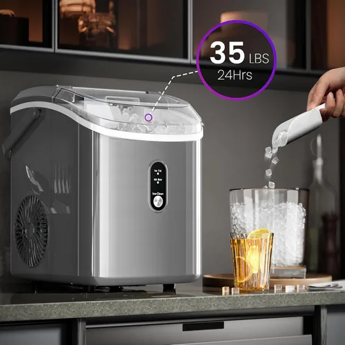 Miniatura 2 de Kismile Nugget - Máquina de hielo para encimera, 35 libras/24 horas, máquina de hielo portátil con hielo triturado, función de autolimpieza