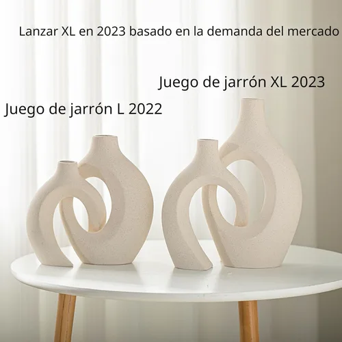 Miniatura 2 de Lvases Snuggle Hollow - Juego de 2 jarrones de cerámica huecos, estilo bohemio ins redondo nórdico moderno de mediados de siglo estético decorativo