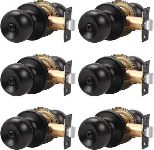 Miniatura 11 de Knobonly Paquete de 2 Pomos de Puerta de Níquel Satinado para Dormitorio/Baño Juegos de Puertas de Privacidad Herrajes Manijas de Puerta Interiores