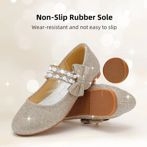 Miniatura 3 de Parrosoo Zapatos de vestir para niñas, zapatos Mary Jane, zapatos de ballet, zapatos de tacón bajo para niña, escuela, princesa, zapatos de boda
