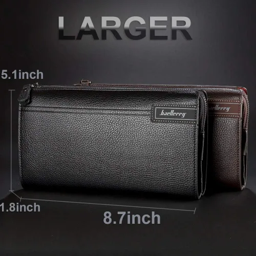 Miniatura 6 de Cartera larga de cuero para hombre, bolso de mano grande para negocios, tarjetero para teléfono, regalo para hombres, padre, hijo, marido, novio