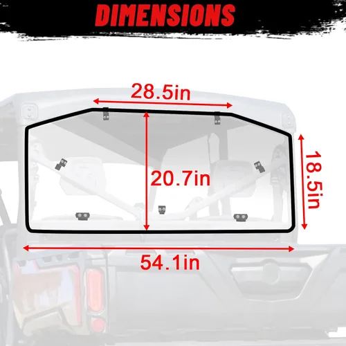 Miniatura 9 de StarknightMT Parabrisas trasero compatible con Can-Am Defender 2016-2026, ventana trasera de policarbonato resistente a prueba de rayos UV para HD5