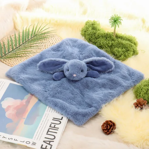Miniatura 4 de Manta de felpa con animales de peluche de Apricot Lamb, conejo azul marino, manta de personaje para guardería de bebé, lujosa mantita acogedora