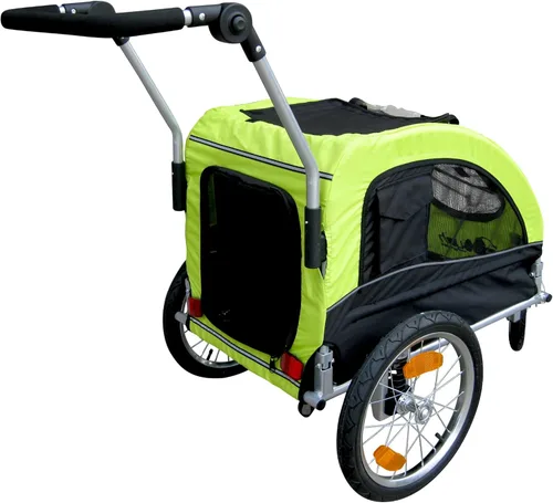 Miniatura 2 de Booyah - Cochecito de perro mediano y remolque de bicicleta para mascotas con suspensión, color negro