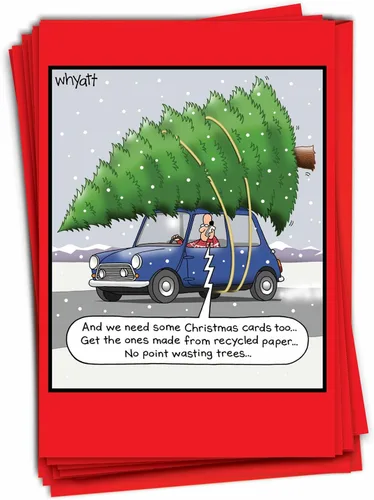 Miniatura 10 de NobleWorks - 12 divertidas tarjetas navideñas de dibujos animados con sobres - Divertido humor cómico en caja, saludos navideños
