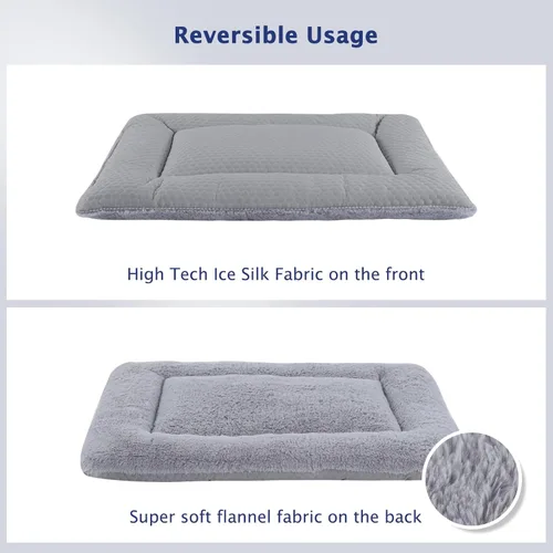 Miniatura 5 de Tapete de cama para perro, almohadilla reversible para jaula, almohadilla suave para perrera, tapete lavable para jaula de perro (fresco y cálido)
