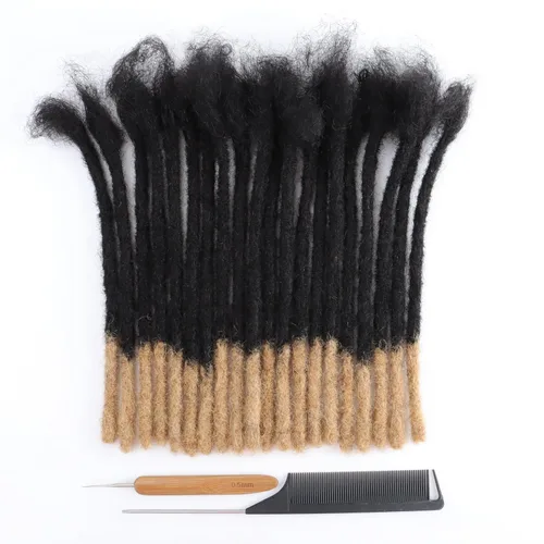 Miniatura 17 de Extensiones de rastas de cabello humano de 6 pulgadas, 10 hebras, 100% cabello humano, extensiones de rastas hechas a mano para hombres, mujeres