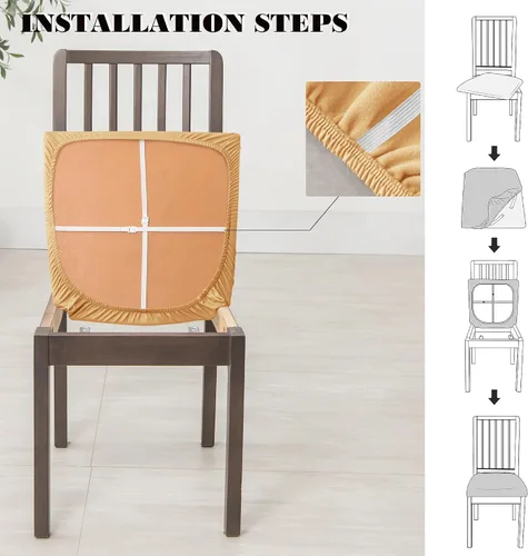 Miniatura 6 de Dimatic Juego de 2 fundas de asiento para silla, de piel sintética, impermeables, fundas elásticas para sillas de comedor, fundas protectoras