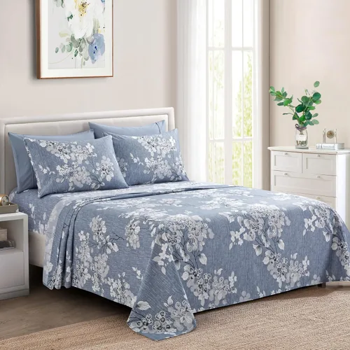 Miniatura 13 de Marina Decoration Ropa de cama ultra suave y sedosa con bolsillo profundo, rayón derivado de bambú para todas las estaciones, juego de sábanas de 6