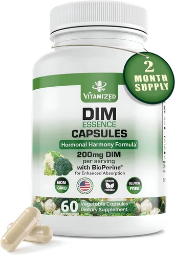 Suplemento de estrógeno dim para armonía hormonal y salud de la piel, suministro de 2 meses - 200 mg de diindolilmetano para el equilibrio del
