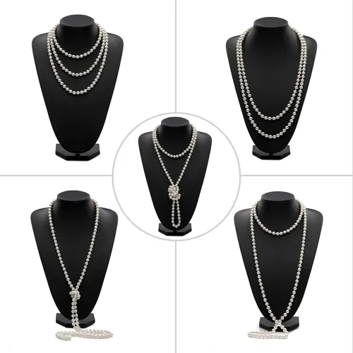 Miniatura 5 de BABEYOND - Collar de perlas sintéticas estilo art deco de la década de 1920, collar de perlas largas para fiesta de disfraces de estilo Gatsby