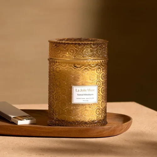 Miniatura 3 de LA JOLIE MUSE Wood Wick - Velas de cera de soya con aroma a sándalo de 19.4 onzas en frasco de vidrio, mecha de madera, grande, 90 horas de Santal