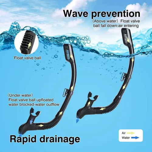 Miniatura 5 de Snorkel Set Wide-View Adult Snorkeling Scuba Gear, Professional Snorkel Goggles Anti-Fog Diving Mask, Anti-Leak Swim Goggles and Dry Top Snorkel for