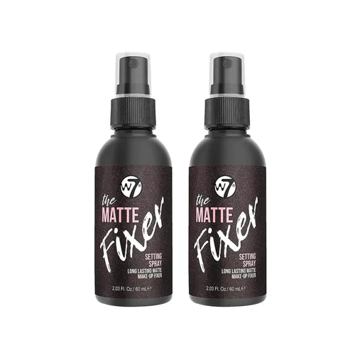 W7 The Fixer Spray fijador de maquillaje, acabado mate, fórmula ultrafina, libre de crueldad animal y vegano, paquete de 2
