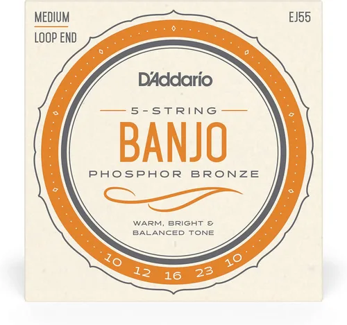 Miniatura 2 de D'Addario Cuerdas para banjo tenor, bronce fosforado, EJ55, calibre medio 9-30, juego de 5 cuerdas, paquete de 1