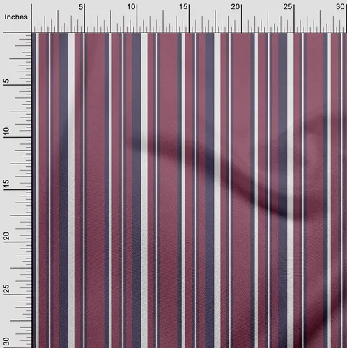 Miniatura 3 de oneOone Tela de algodón Flex Dark Magenta Rayas Tela de costura por yarda Impreso Ropa DIY Suministros de costura 40 pulgadas de ancho-GQ