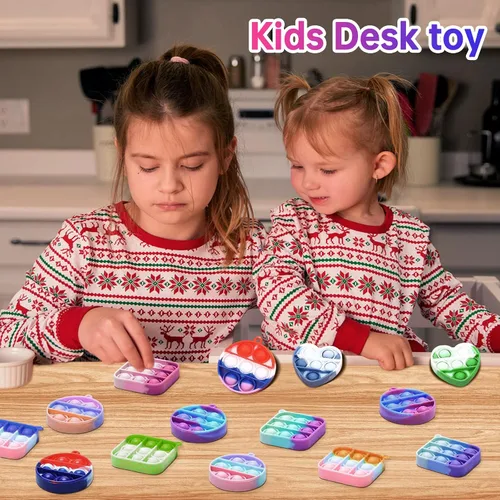 Miniatura 6 de 108 piezas de mini llavero de juguete para la ansiedad, 3 formas Pop Fidgets Pop Fidgets regalos de fiesta paquetes de juguetes sensoriales
