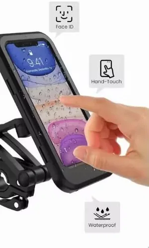 Miniatura 8 de Generic Soporte de teléfono impermeable, universal compatible con todos los teléfonos iPhone y Android, giro 360, accesorio seguro para manillar