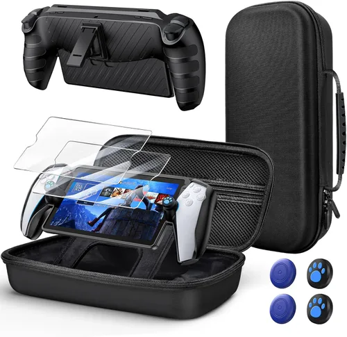 Kit de accesorios 10 en 1 para Playstation Portal, estuche de transporte KOVA y funda de piel TPU con soporte para consola PS5 Portal, carcasa de