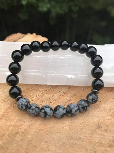 Miniatura 3 de Precious-GEMS Joyería Copo de nieve Obsidiana Pulsera Negro Onyx