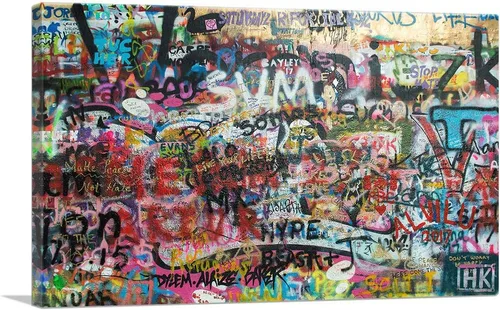 ARTCANVAS Lienzo decorativo de grafiti sobre sobrecarga, pintura enmarcada estirada, póster, decoración de pared giclée, 40 x 26 pulgadas (0.75