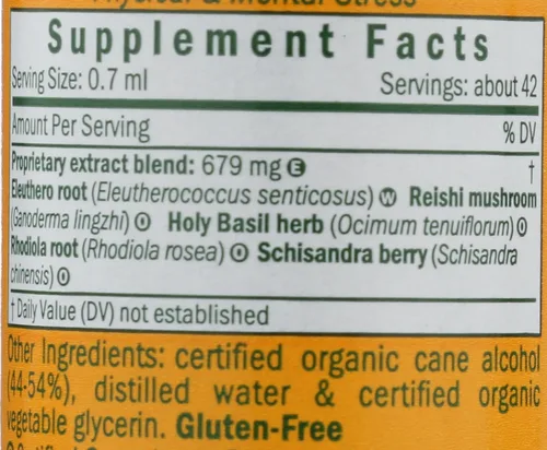 Miniatura 4 de Herb Pharm Administrador del estrés: Tintura adaptogénica de apoyo al estrés, Rhodiola Rosea, extracto de albahaca sagrada, extracto de hongo