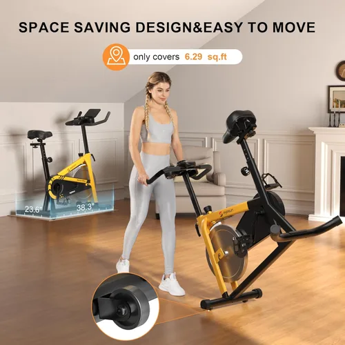 Miniatura 8 de Exercise Bikes for Home, Exercise Bike with Adjustable Friction, Brake Pad Resistance Silent Belt Drive, 330lbs Weight Capacity &Upgraded Version