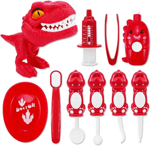 Miniatura 9 de Juego de simulación de dinosaurio de plástico, juego de dentista, kit médico de animación de animales, juguete de simulación para niños, juego
