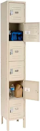 Global Industrial Taquilla ancha de seis niveles con cerrojo de candado, 12 pulgadas de ancho x 15 pulgadas de profundidad x 78 pulgadas de alto, 6