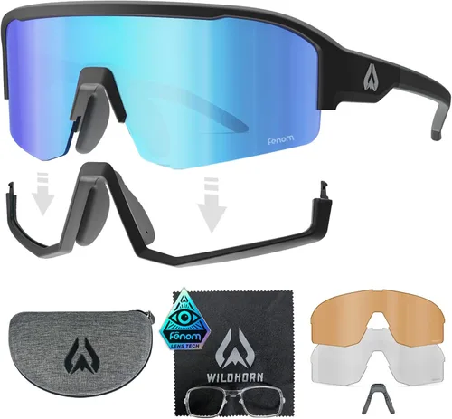 Miniatura 10 de Wildhorn Radke - Lentes de ciclismo MTB, UV400, gafas de sol deportivas de esquí y correr para mujeres y hombres, gafas de béisbol con 3 lentes