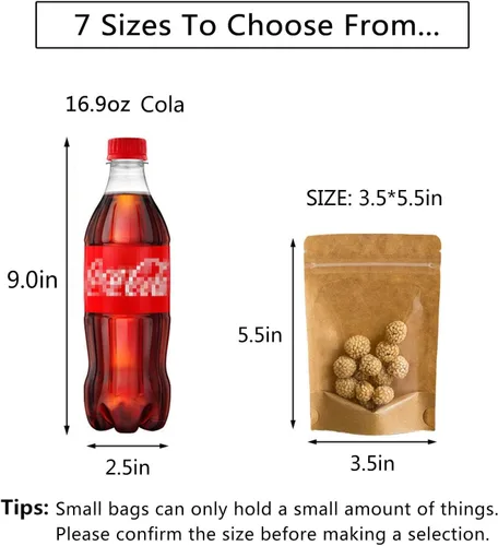 Miniatura 5 de 50 bolsas de papel kraft con ventana frontal transparente, bolsas resellables verticales con cierre hermético, bolsas de almacenamiento