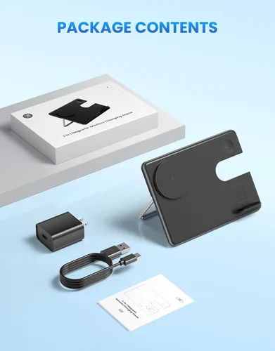 Miniatura 7 de Cargador inalámbrico para estación de carga Mag-Safe: JoyGeek 3 en 1, soporte de viaje magnético para iPhone 15, 14, 13, 12 Pro Max Plus, Apple