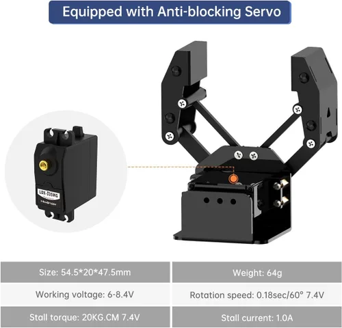 Miniatura 5 de Garra mecánica Robot Gripper Grabber Pickup DIY, piezas de repuesto de accesorios de construcción, BigClaw con servo digital y probador
