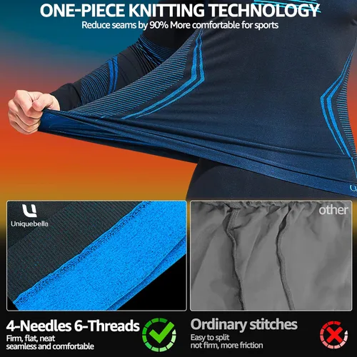 Miniatura 2 de UNIQUEBELLA - Ropa interior térmica para hombre con calzoncillos largos y forro polar de secado rápido y capa de base térmica