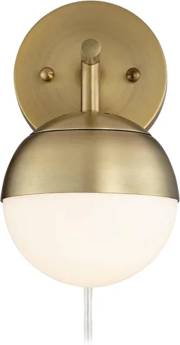 Miniatura 7 de 360 Lighting Luna - Juego de 2 lámparas de pared modernas de mediados de siglo con enchufes inteligentes de latón enchufable de 5 1/2 pulgadas
