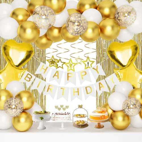 Miniatura 8 de Kit de decoración de cumpleaños azul marino y oro rosa, globos de oro rosa para suministros de fiesta de cumpleaños para mujeres, niñas y hombres