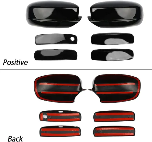 Miniatura 2 de SPORTULI Cubiertas negras para espejo retrovisor lateral del vehículo + cubiertas de manija de puerta de repuesto para Dodge Charger 2011-2022 2023