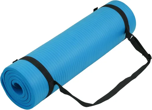 Fitvids Tapete de yoga de 1/2 pulgada, extra grueso, de alta densidad, antidesgarros, con correa de transporte, adecuado para varios ejercicios de