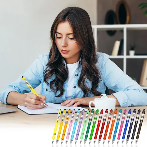 Miniatura 7 de Zonon 38 Piezas Bolígrafo Engomado con Punta de Stylus Bolígrafo de Metal Elegante Stylus Capacitivo con Agarre de Goma Suave, Tinta Negra