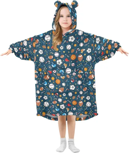 Miniatura 28 de Mantas portátiles para niños, súper suaves, cálidas y acogedoras, sudadera con capucha de gran tamaño, regalos para niños de 3 a 14 años, niñas