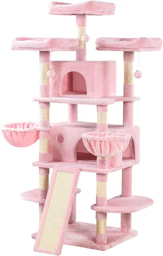 Miniatura 9 de MUTICOR Torre de árbol grande de varios niveles para gatos de 68 pulgadas con condominio/perchas de felpa acogedoras/postes rascadores de sisal
