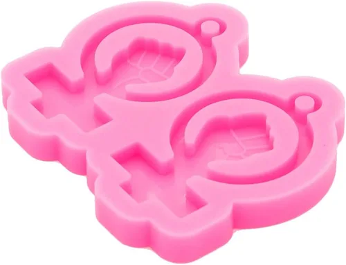 Miniatura 5 de Angel Wings Moldes de aretes con forma de puño súper brillante, silicona, moldes epoxi para manualidades, fabricación de joyas, color rosa