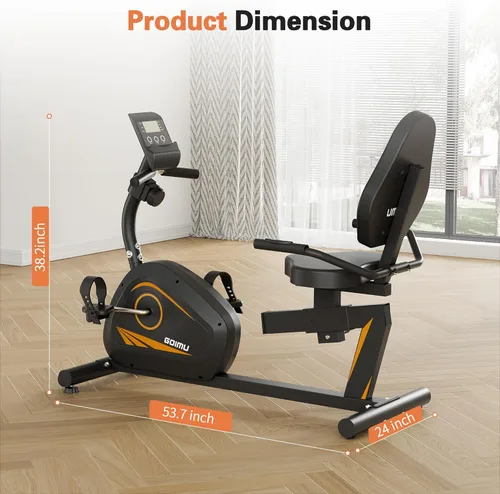Miniatura 8 de Recumbent Exercise Bike, Stationary Bikes for Home Magnetic Recumbent Bike with Adjust Seat for Adults Seniors, 300LB Capacity & 8-level Resistance