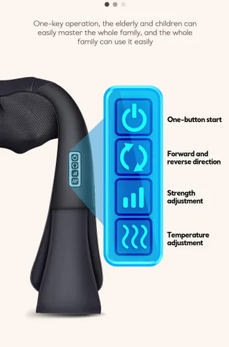 Miniatura 5 de Masajeador de cuello, hombros y espalda Shiatsu 4D con masaje de amasamiento profundo con calor para uso relajante corporal en casa, automóvil