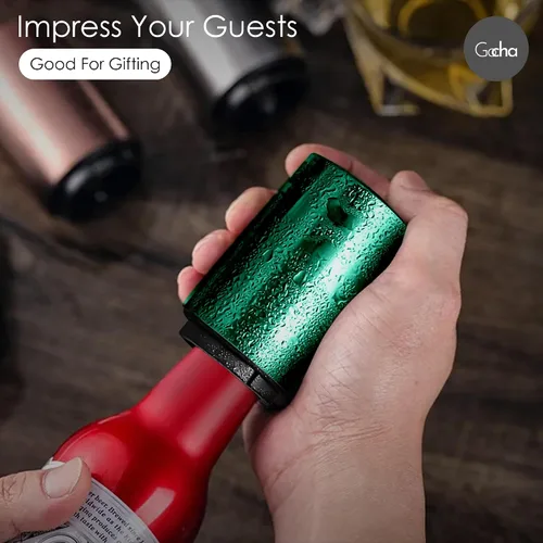 Miniatura 7 de GOCHA Abrebotellas magnético de cerveza con receptor automático de tapa – Dispositivo de empuje de acero inoxidable, herramienta de barra con una