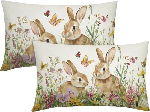 Miniatura 54 de Juego de 2 fundas de almohada de plantas verdes de 18 x 18 pulgadas, diseño de hojas de helecho botánico verde salvia, primavera, verano, vintage
