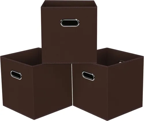 Miniatura 26 de Cubos de Almacenamiento Plegables Negros, Cajas de Almacenamiento de Tela, Organizadores de Cubos con Asas Duales para Organizador del Hogar, Juego