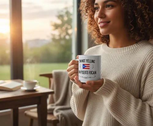 Miniatura 3 de Casitika Recuerdos y Regalos Graciosos de Puerto Rico. No Estoy Gritando, Soy Puertorriqueño Taza de Café. Idea de Regalo para Hombres y Mujeres